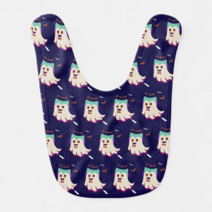 Dracula Boo Pattern Navy Baby Bib