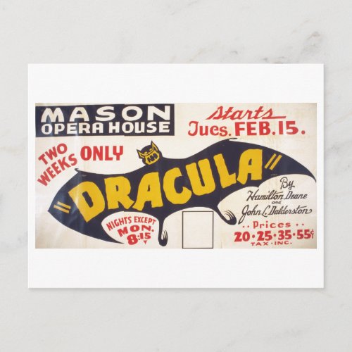 Dracula by Hamilton Deane _ 1938 Postcard