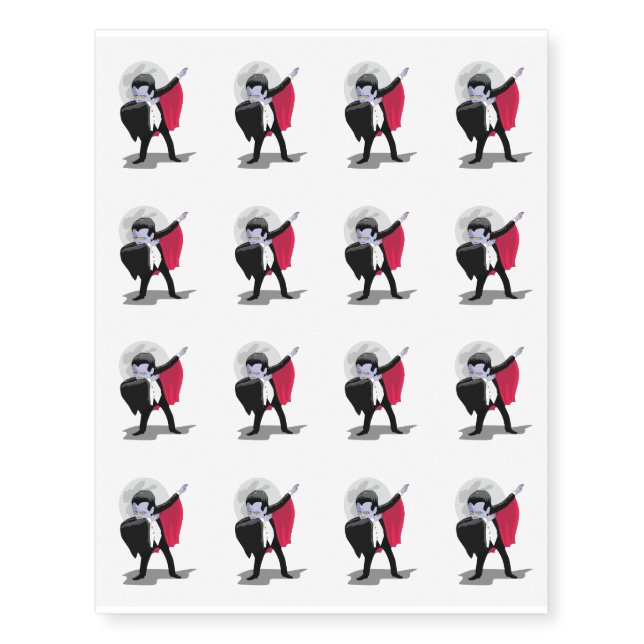 Dracula Dab Halloween Funny Temporary Tattoos (Front)