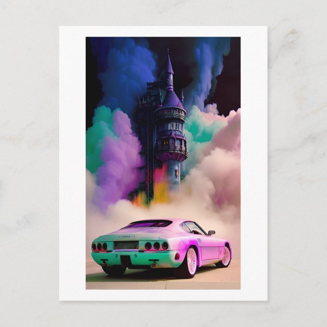 Dracula Drives a Sports Car - Ken Gage Art Postcard (Front)