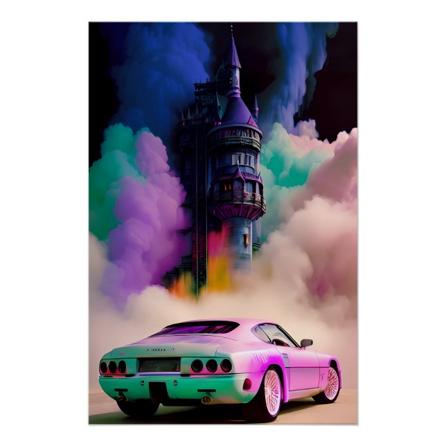 Dracula Drives a Sports Car - Ken Gage Art Poster (Front)