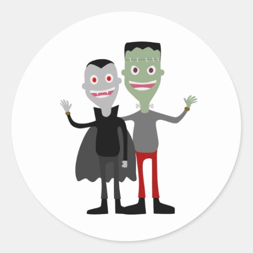 Dracula  Frankenstein Classic Round Sticker