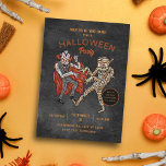 Dracula Mommy Halloween Party Invitation<br><div class="desc">This eye-catching invitation is perfect to celebrate a fun Halloween party with friends. The design features illustrations of a Dracula and Mommy characters on a textured black background. This invitation will match your scary or not-so-scary event.</div>