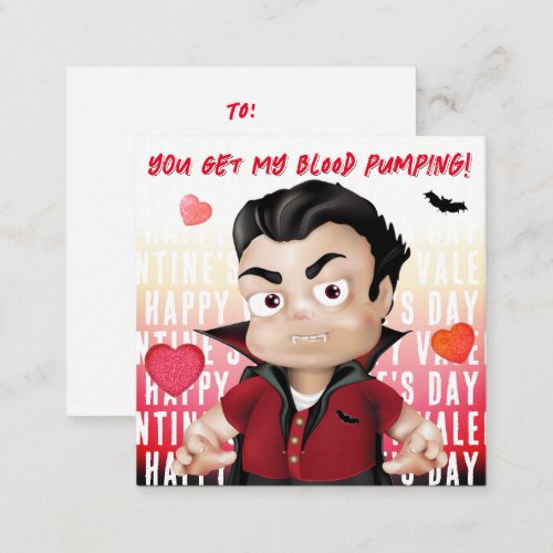 Dracula Monster Love Classroom Valentine Note Card