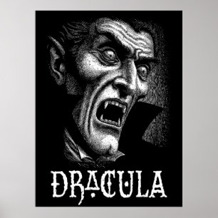 Dracula Portrait Black and White Poster