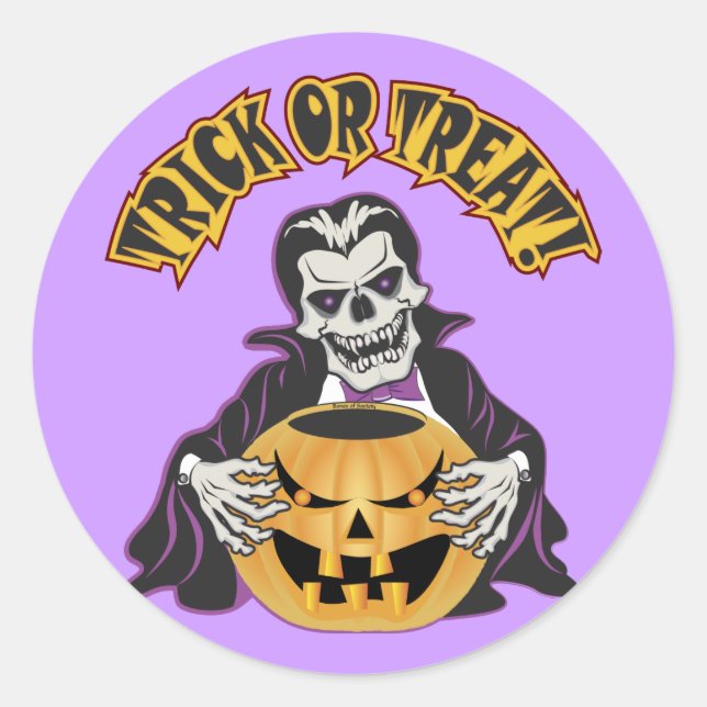 Dracula Skull Classic Round Sticker (Front)