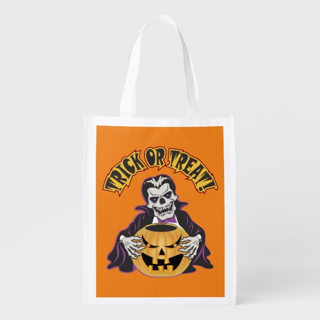 Dracula Skull Grocery Bag (Front)