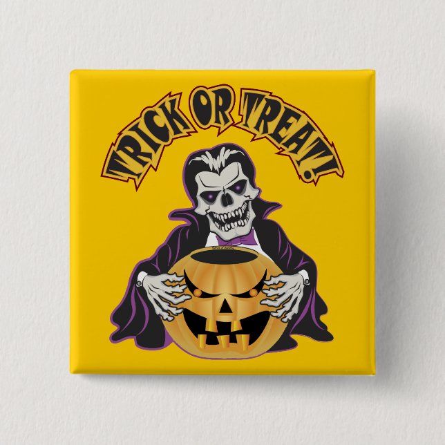 Dracula Skull Pinback Button (Front)