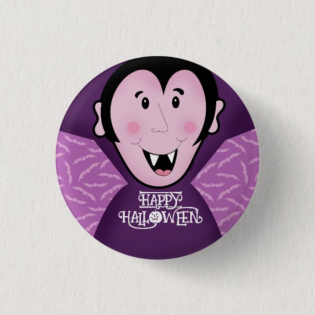 Dracula Vampire Bat Halloween Purple Bats  Button (Front)