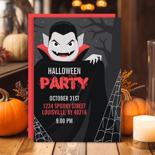 Dracula Vampire Spooky Halloween Party Invitation