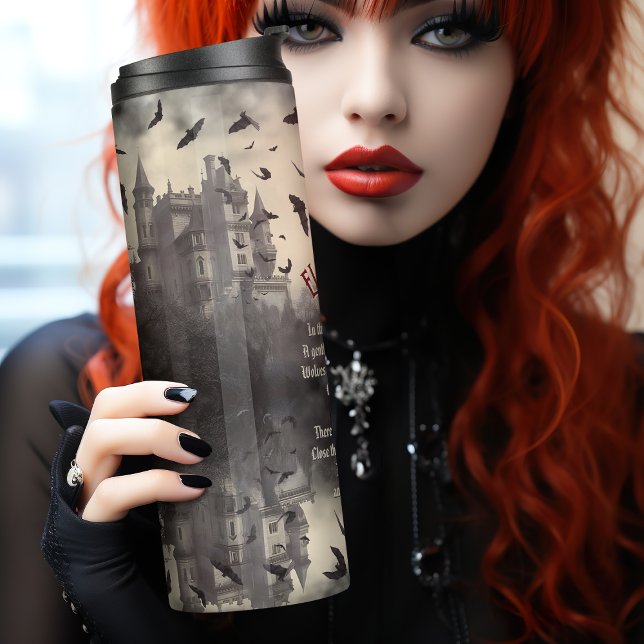 Dracula Vintage Gothic Halloween Vampire Castle Thermal Tumbler (Creator Uploaded)
