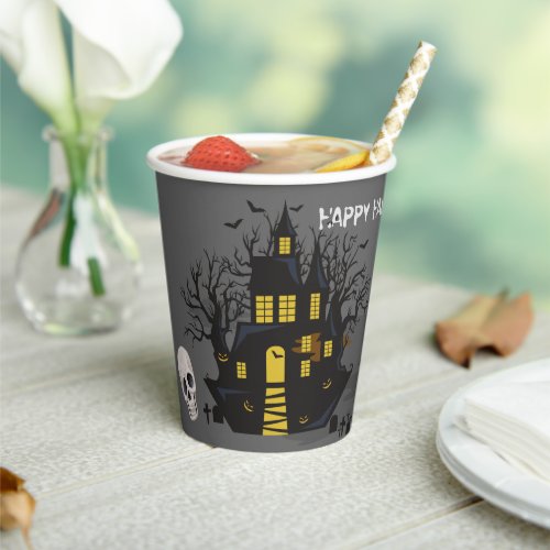 Draculas Castle Spooky Halloween Paper Cups