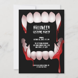 Dracula's Fangs Halloween Costume Party Invitation