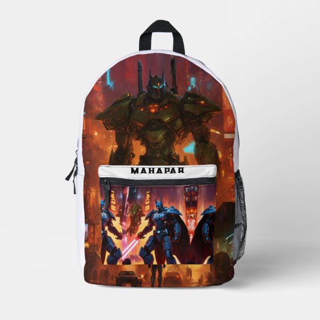 "Draculian Bat-Cyber Armor" Printed Backpack (Front)