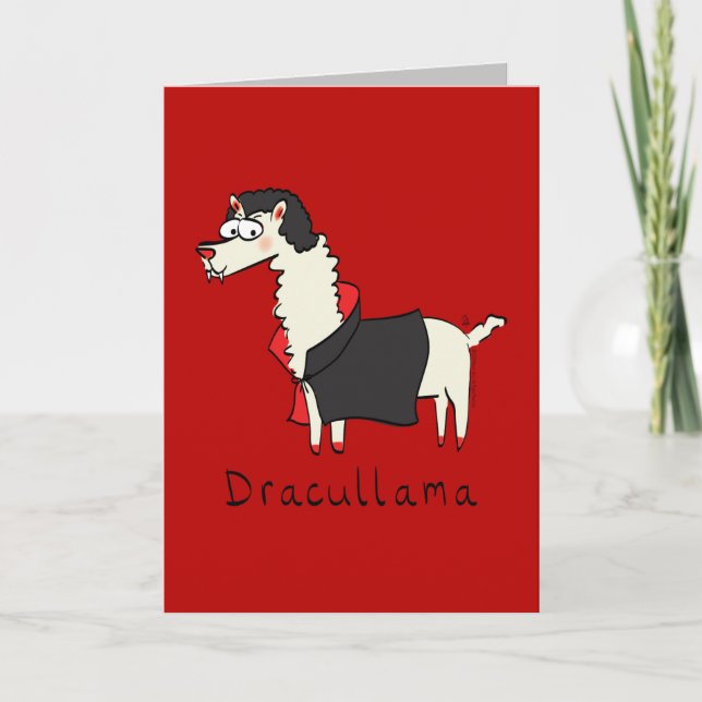 Dracullama - Funny Halloween Llama Greeting Card (Front)