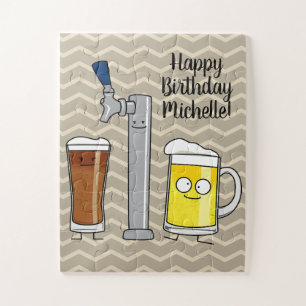 Draft Beer lager tap stout alcohol foam mug drunk Jigsaw Puzzle