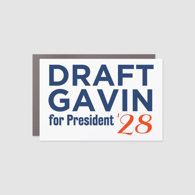 Draft Gavin Newsom for President 2028 car magnet (Front)