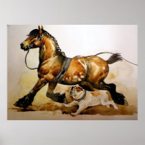 Draft Horse And Bulldog Poster Print