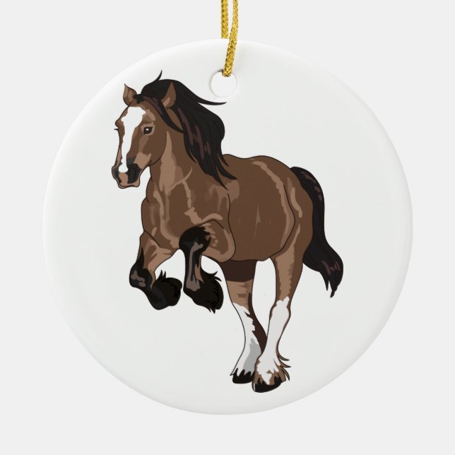 Draft Horse Ceramic Ornament (Front)