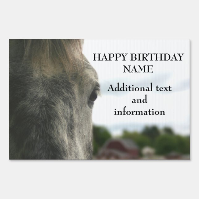 Draft Horse Eye Happy Birthday Sign (Front)