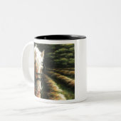 Draft horse making hay Two-Tone coffee mug (Front Left)