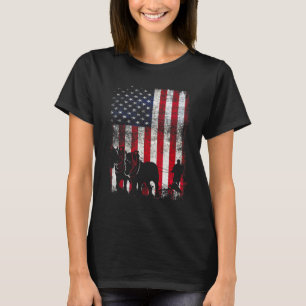 Draft Horse Patriotic American Flag Vintage Farmer T-Shirt