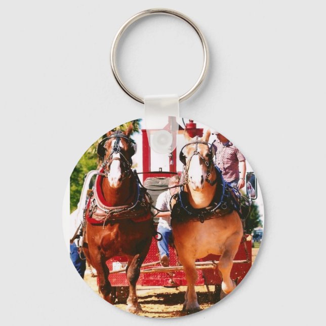 draft horse pulling keychain (Front)