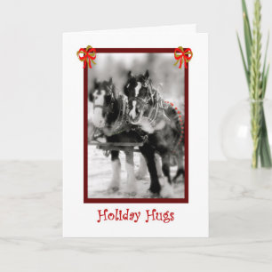 Draft Horse Team, Holiday Hugs Card