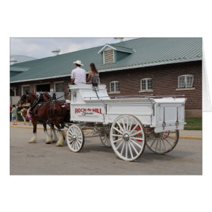 Draft Horses at a State Fair Pulling White Wagon