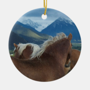 Draft Horses Ceramic Ornament