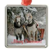 Draft Horses Christmas Metal Ornament