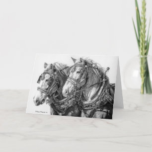 Draft Horses Drawing Greeting Card