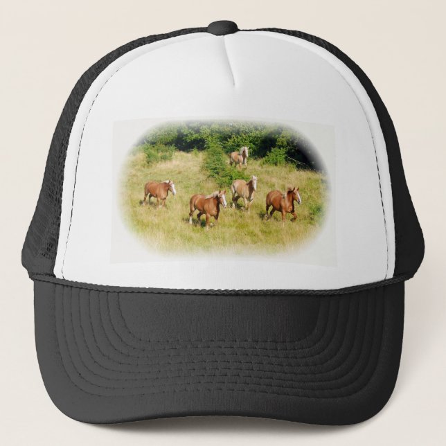 Draft horses in field trucker hat (Front)