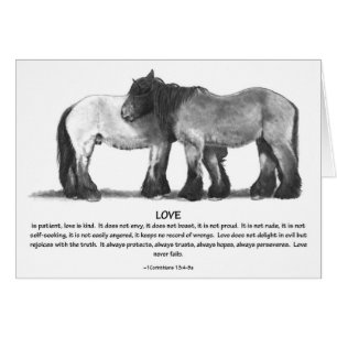 Draft Horses in Pencil: Bible Verses About LOVE Cards