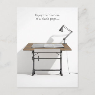 Drafting Desk Lamp & Blank Paper Postcard