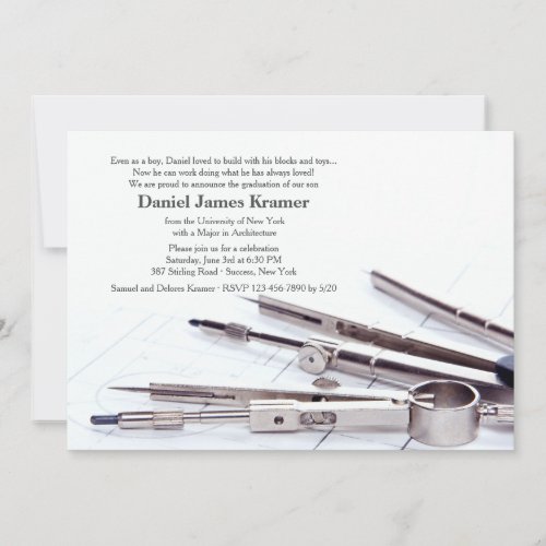 Drafting Tools Graduation Invitation