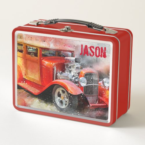 Drag Car Metal Lunch Box