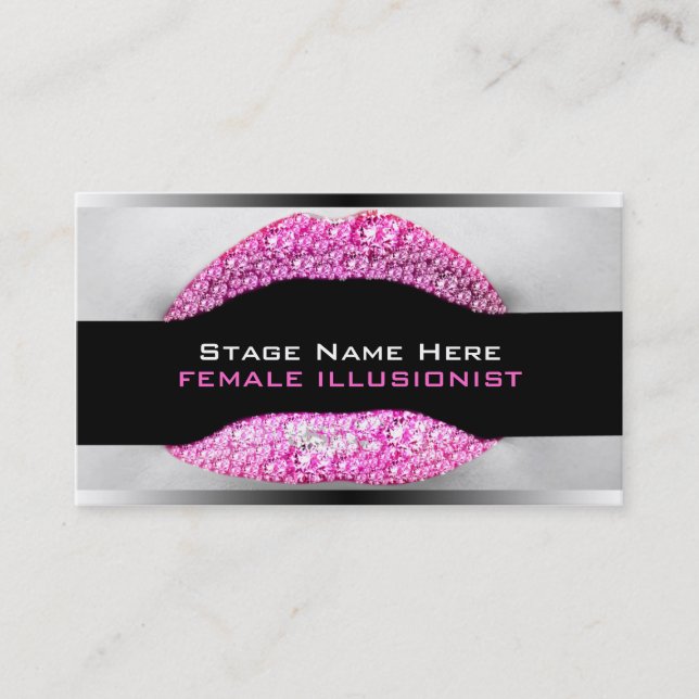 Drag Queen Hot Pink Diamond Bling Business Card (Front)