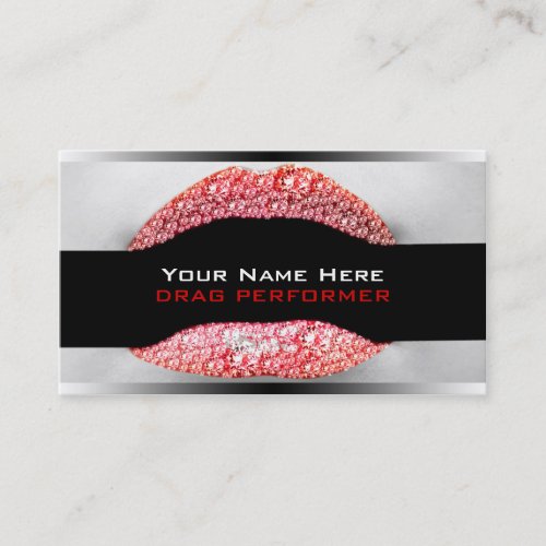 Drag Queen Red Diamond Bling Business Cards