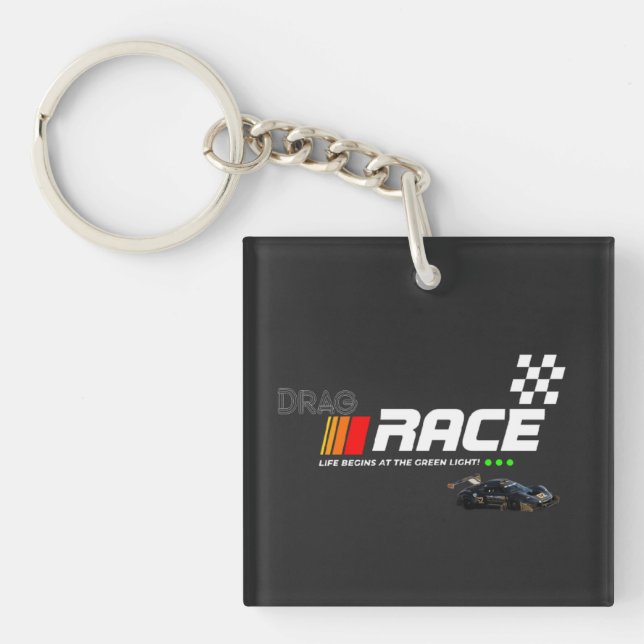 "Drag Race Car Graphic-Design Keychain (Front)