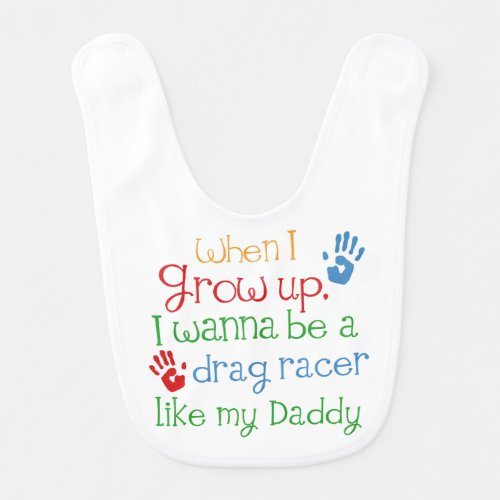 Drag Racer handprints Baby Gift Baby Bib