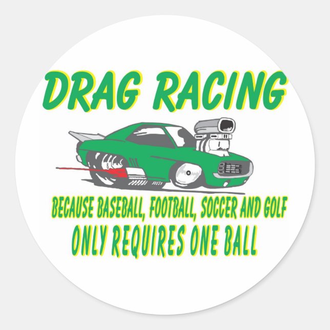 drag racing 1 classic round sticker (Front)