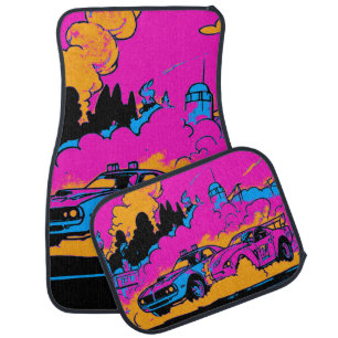 Drag-Racing Burn-Out - Drag-racing Cars Car Floor Mat