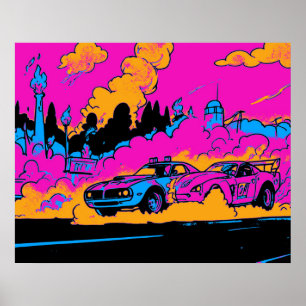 Drag-Racing Burn-Out - Drag-racing Cars Poster