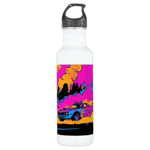 Drag_Racing Burn_Out _ Drag_racing Cars Stainless Steel Water Bottle