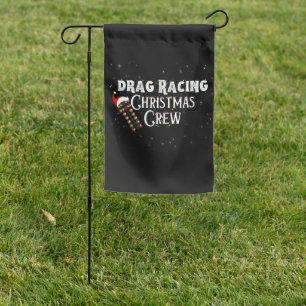 Drag Racing Christmas Crew Funny Christmas Tree Garden Flag