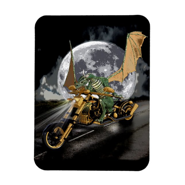 Drag-racing Dragon and Moon Fantasy   Magnet (Vertical)