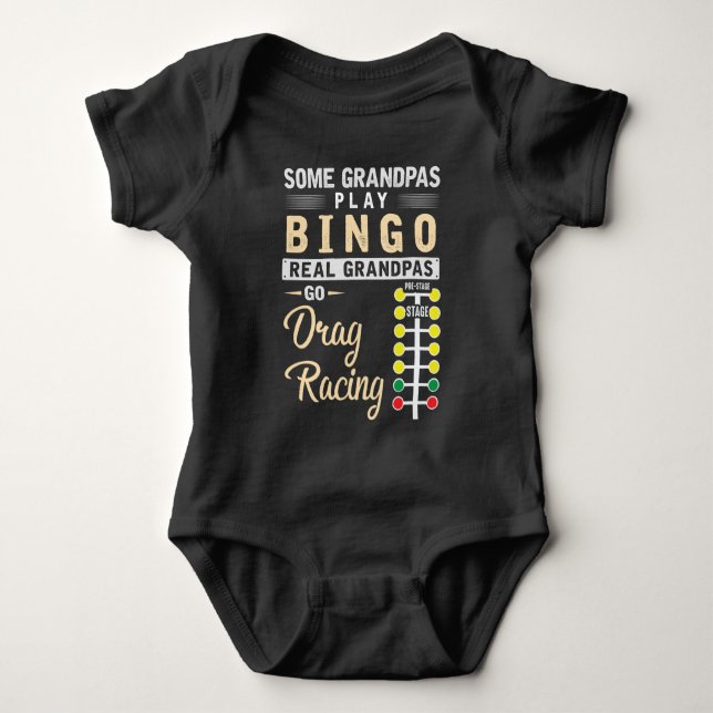 Drag Racing Grandpa Mechanic Dragster Grandfather Baby Bodysuit (Front)
