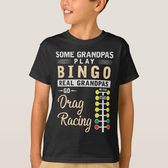 Drag Racing Grandpa Mechanic Dragster Grandfather T-Shirt (Front)