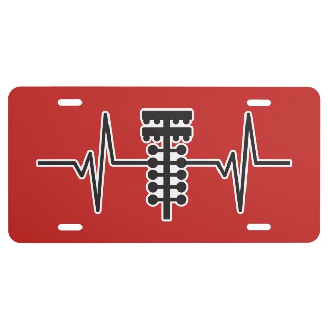 Drag Racing Light Tree - Heartbeat Pulse Graphic License Plate (Front)